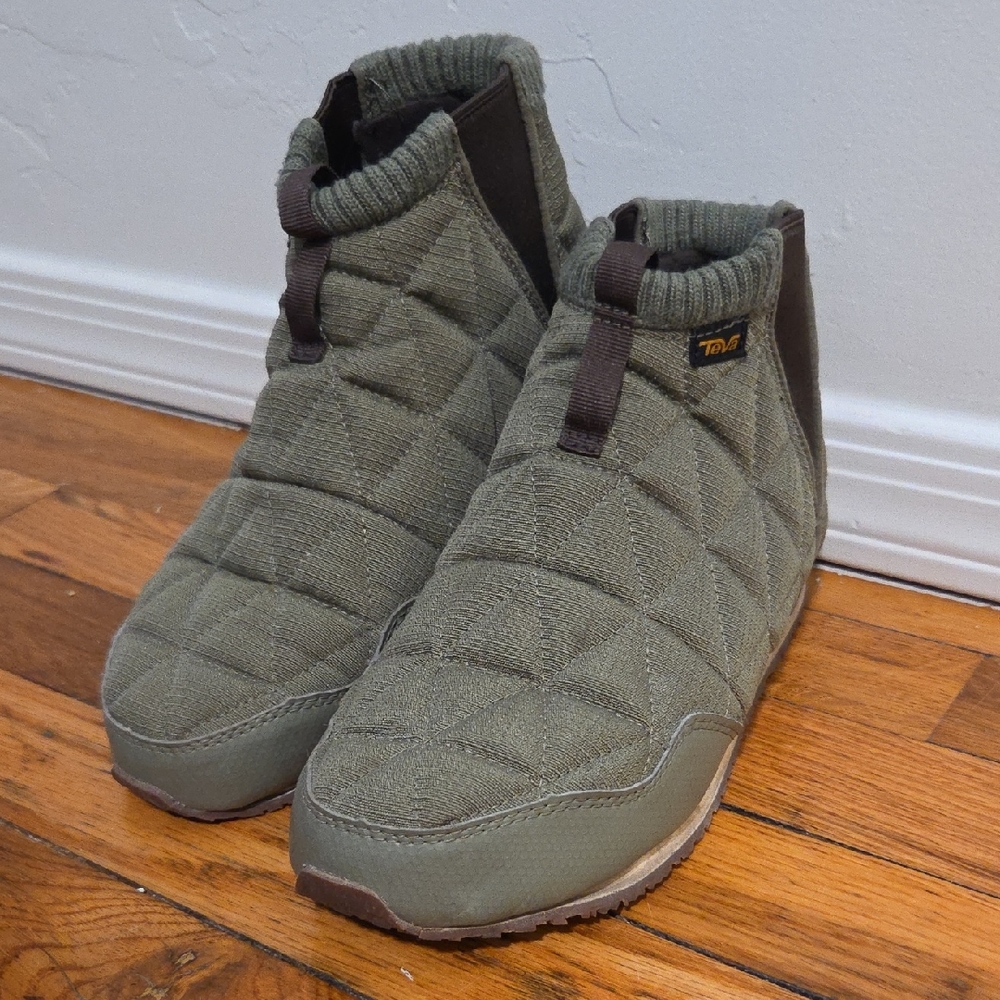 Teva Olive Green Quilted Slip-On Bootie Slippers